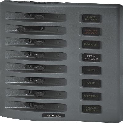 Blue Sea Systems 4308 Switch Panel WD 12VDC 8 POS CP, Fuses
