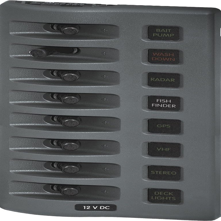 Blue Sea Systems 4308 Switch Panel WD 12VDC 8 POS CP, Fuses