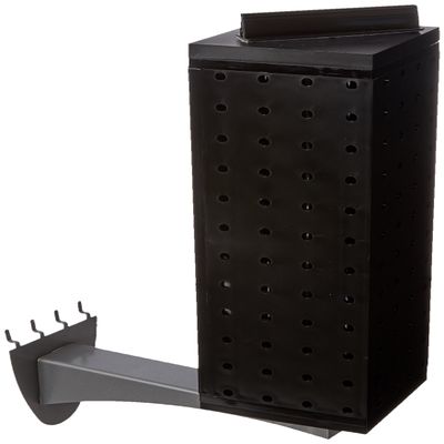 Azar Displays 700231-BLK 4" W x 4" D x 12" H Four-Sided Revolving Pegboard Display with Extension Rod in Solid Black
