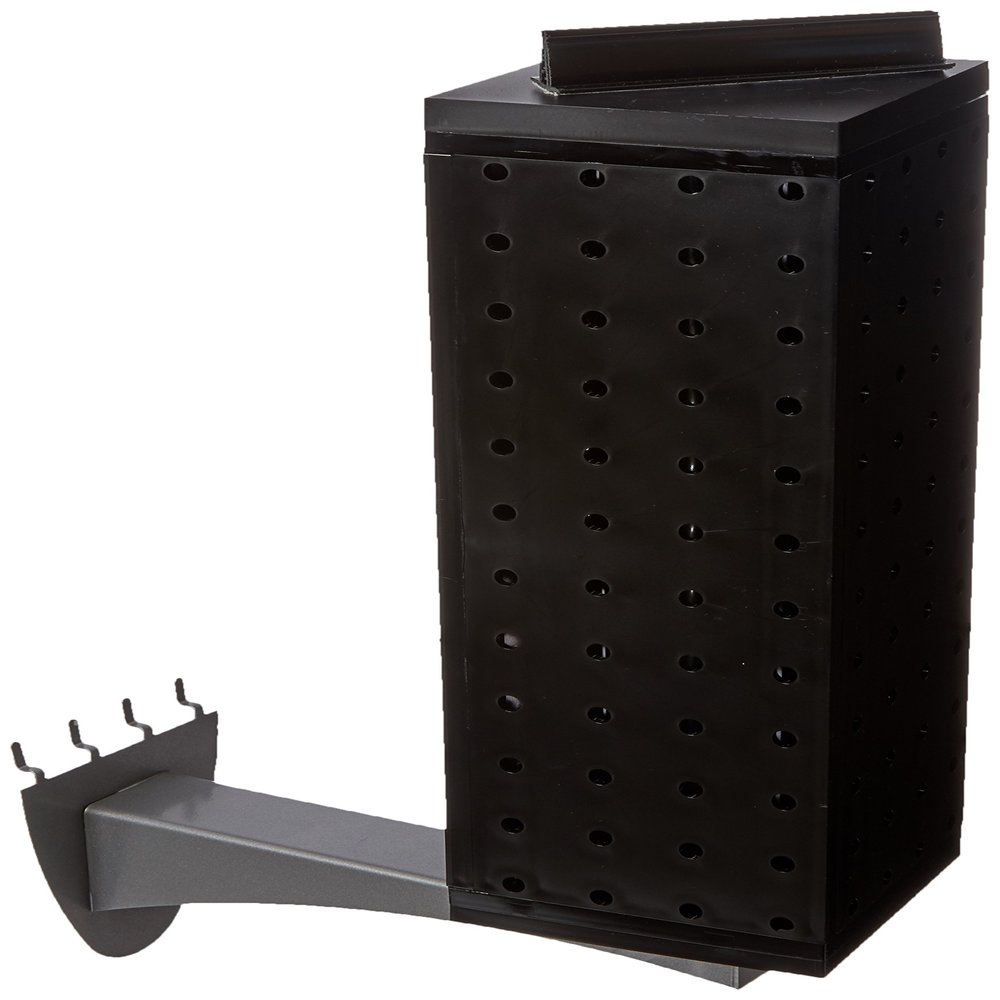 Azar Displays 700231-BLK 4" W x 4" D x 12" H Four-Sided Revolving Pegboard Display with Extension Rod in Solid Black