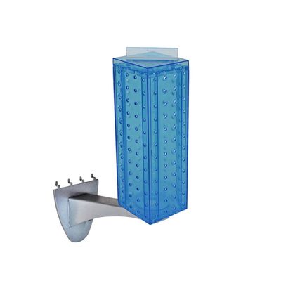 Azar Displays 700231-BLU 4" W x 4" D x 12" H Four-Sided Revolving Pegboard Display with Extension Rod in Translucent Blue