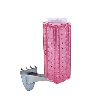 Azar Displays 700231-PNK 4" W x 4" D x 12" H Four-Sided Revolving Pegboard Display with Extension Rod in Translucent Pink