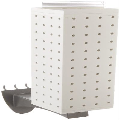 Azar Displays 700231-WHT 4" W x 4" D x 12" H Four-Sided Revolving Pegboard Display with Extension Rod in Solid White