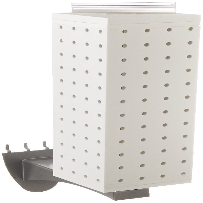 Azar Displays 700231-WHT 4" W x 4" D x 12" H Four-Sided Revolving Pegboard Display with Extension Rod in Solid White