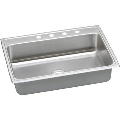 Elkay LRAD3122602 2-Hole Gourmet Lustertone 31-Inch x 22-Inch Self Rimming Single Basin Stainless Steel Kitchen Sink
