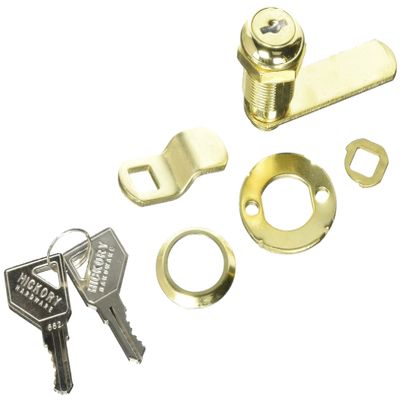 First Watch Security 1278 Drawer & Cabinet Lock Cabinet & Drawer 7/8 inch Utility Cam Lock Finish, Polished Brass