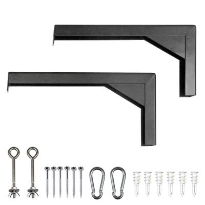Elite Screens 12" Black Projector Screen L-Brackets, Reinforced Single Metal Welded Construction, Wall or Ceiling Mount - Includes Hooks and Hardware, Model: ZVMAXLB12-B