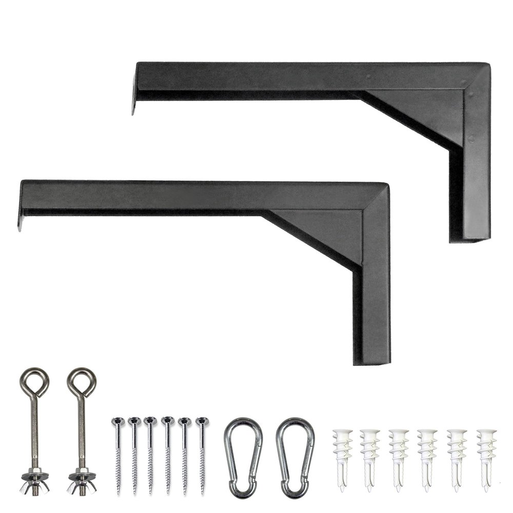 Elite Screens 12" Black Projector Screen L-Brackets, Reinforced Single Metal Welded Construction, Wall or Ceiling Mount - Includes Hooks and Hardware, Model: ZVMAXLB12-B