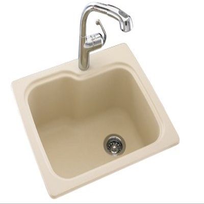 Swanstone KS02522SB.011 Solid Surface 1-Hole Dual Mount Single-Bowl Kitchen Sink, 25-in L X 22-in H X 9-in H, Tahiti White