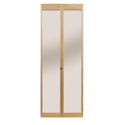 LTL Home Products 890726 Traditonal Mirror Bifold Interior Wood Door, 30" x 80", Unfinished Pine
