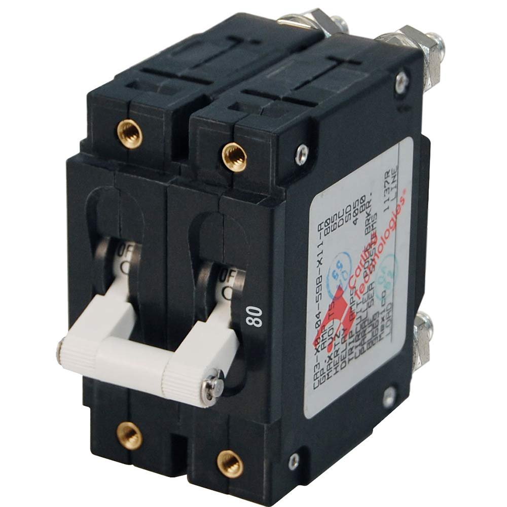 Blue Sea Systems 7256 C-Series White Toggle Double Pole 80A Circuit Breaker