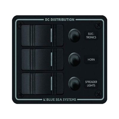 Blue Sea Systems 8374 Water Resistant Circuit Breaker Panel 3 Position, Black