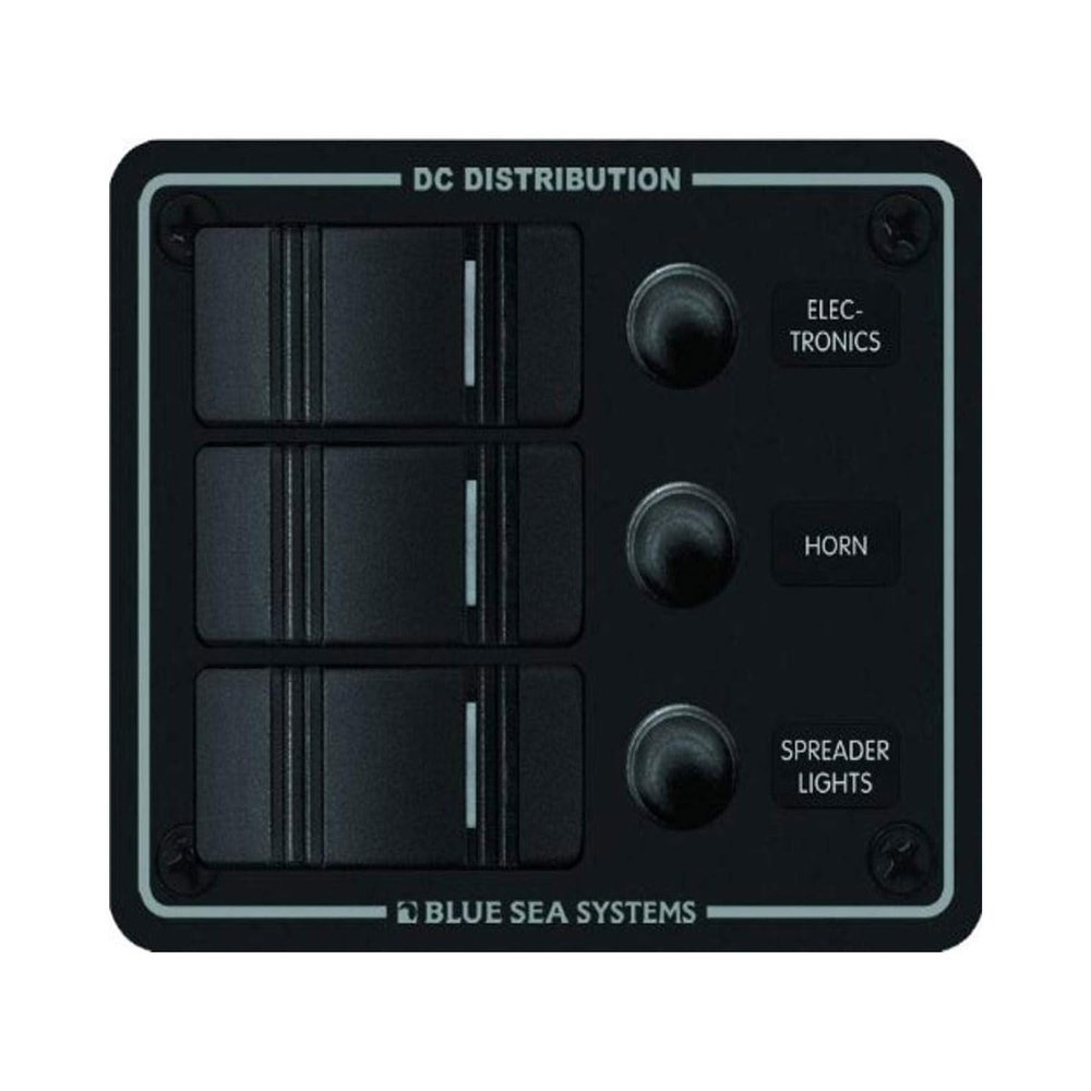 Blue Sea Systems 8374 Water Resistant Circuit Breaker Panel 3 Position, Black