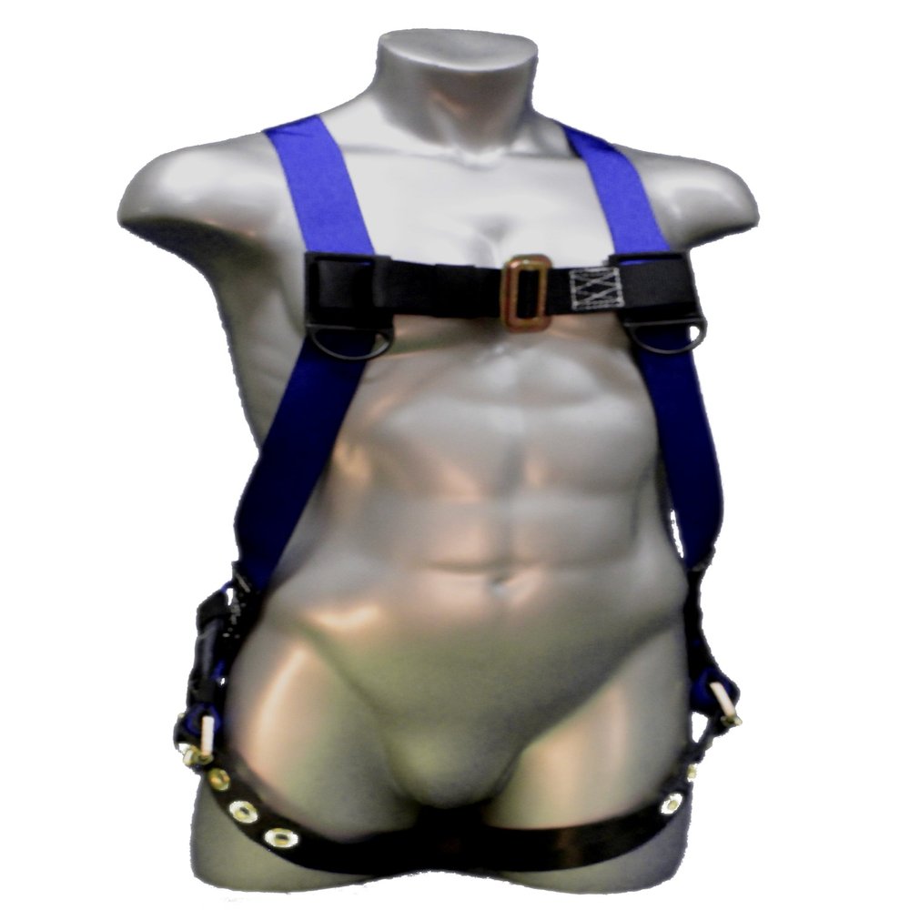 Elk River 48113 Premium Construction Plus Polyester 1 D-Ring Harness with 6' NoPac Energy-Absorbing Lanyard, Fits Small to X-Large