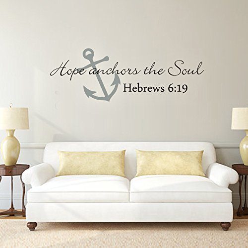 DigTour WallArt Hebrews Decor Art Quote Hope Anchors The Soul Custom Vinyl Wall Decal Religious Decor A(X-Large,Anchor:Slate Gray;Words:Black)