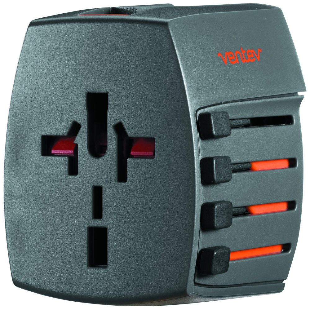 Ventev Global Charginghub 300 | Simultaneously Charge Two USB Devices, Two Prong Travel Adapter works in 150+ Countries, Accommodates U.S. Three Prong Devices, Rapid Rate Charging Any Single Device