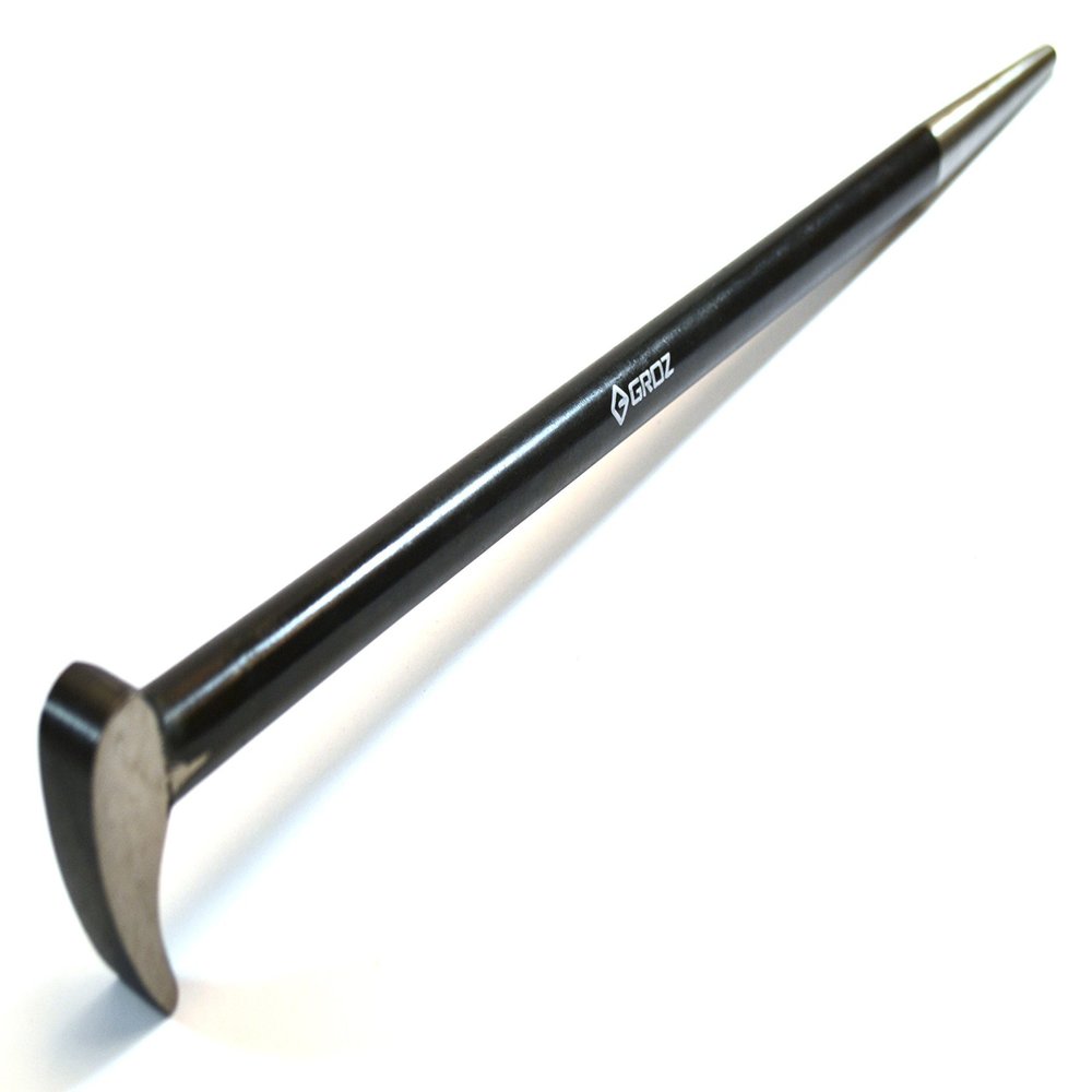 Groz 33151 12" Roll Head Pry Bar - Chrome Vanadium Steel, Heavy-Duty Forged Construction, Automotive Alignment Tool
