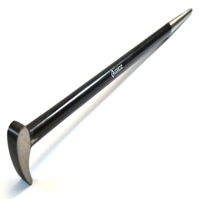 Groz 16" Roll Head Pry Bar, Forged Chrome Steel, Hardened 38-43 HRC, 9/16" Stock, Lady Foot Tapered End for Heavy Prying & Automotive Alignment (33152)