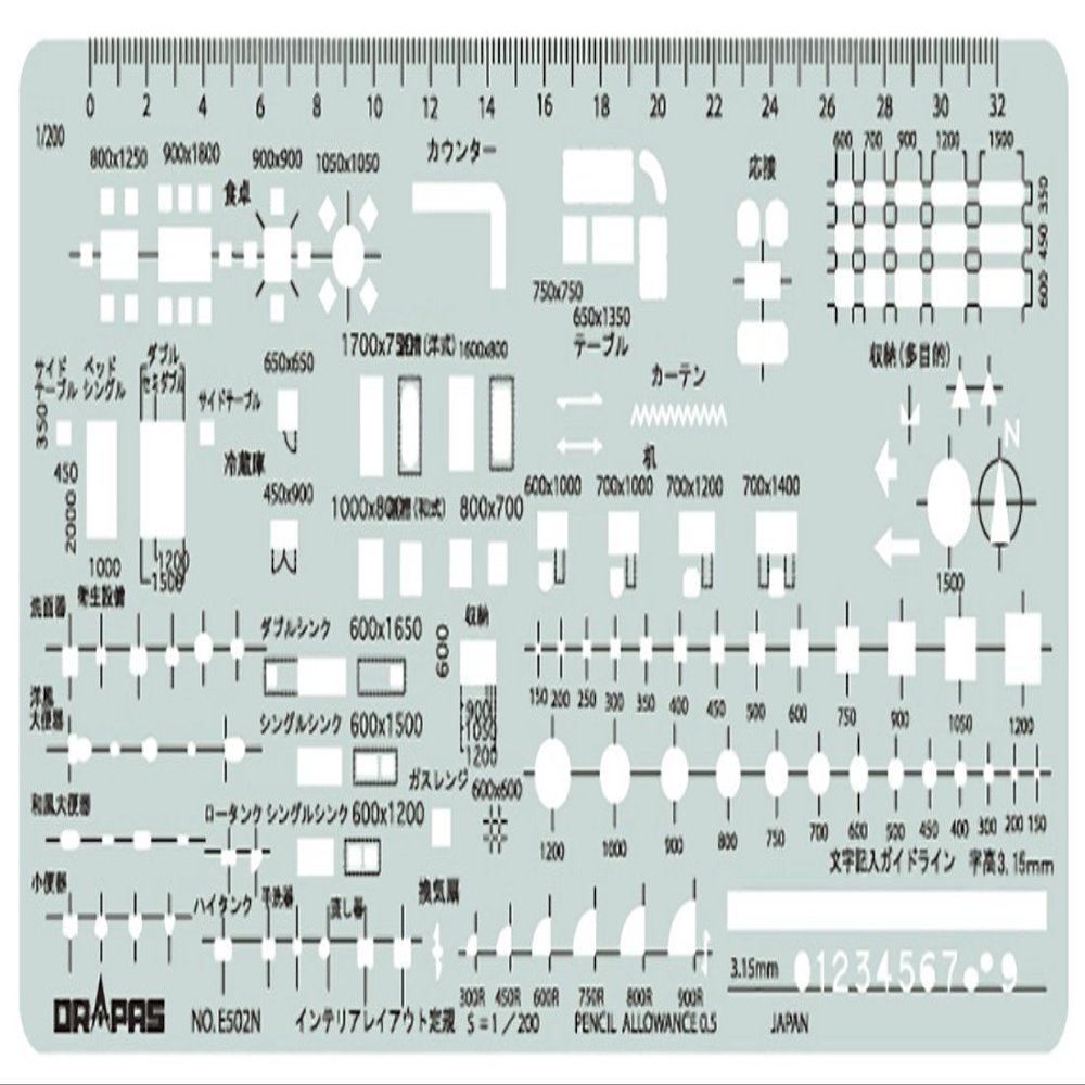 DRAPAS Template E502N Interior Layout Ruler 1:200 31502