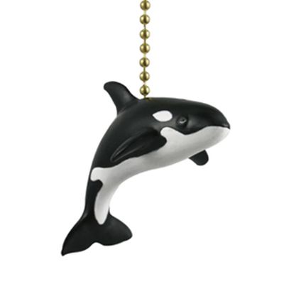 Clementine Design Orca Killer Whale Ceiling Fan Pull Chain Light Coastal Nautical Beach Ocean Sea Life Decorative Extension