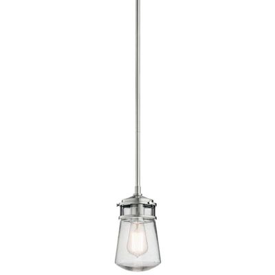 Kichler Lyndon 9.5" 1 Light Pendant with Clear Seeded Glass Brushed Aluminum
