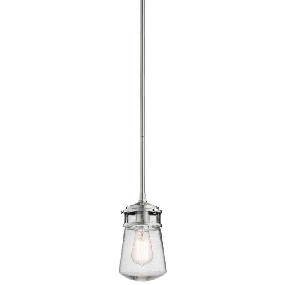 Kichler Lyndon 9.5" 1 Light Pendant with Clear Seeded Glass Brushed Aluminum
