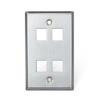 Leviton QUICKPORT Wallplate, Single Gang, 4-Port, Stainless Steel, 43080-1S4 view 1
