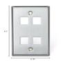 Leviton QUICKPORT Wallplate, Single Gang, 4-Port, Stainless Steel, 43080-1S4 view 2