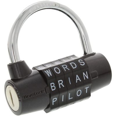 WordLock 63-millimeter Resettable Choose Your Own Word 5-dial Hardened Steel Shackle Combination Padlock - 100,000 Choices, Black | 128276
