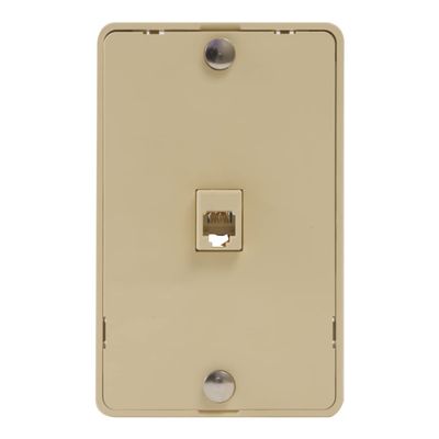 ICC RJ-12 Telephone Wall Plate, 6P6C Voice Jack with Screw-Down Terminals, Ivory Faceplate with Mounting Standoffs, Single-Gang, IC630DB6IV