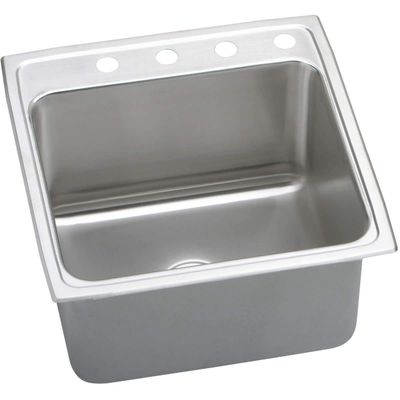 Elkay DLR2222101 1-Hole Gourmet Single Basin Drop-In Stainless Steel Kitchen Sink, 22-Inch x 22-Inch