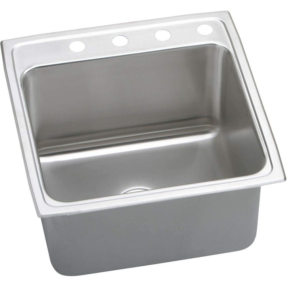 Elkay DLR2222101 1-Hole Gourmet Single Basin Drop-In Stainless Steel Kitchen Sink, 22-Inch x 22-Inch