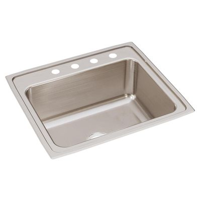 Elkay DLR2522104 18 Gauge S/25" x 22" x 10.375" Single Bowl Top Mount Kitchen Sink 4 Hole
