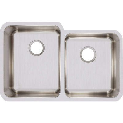 Elkay ELUH3120R Lustertone Classic Offset Double Bowl Undermount Stainless Steel Sink