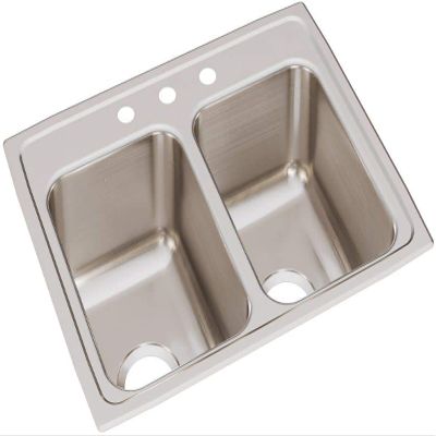 Elkay LR25193 Lustertone Classic Equal Double Bowl Stainless Steel Drop-in Sink, 1.5