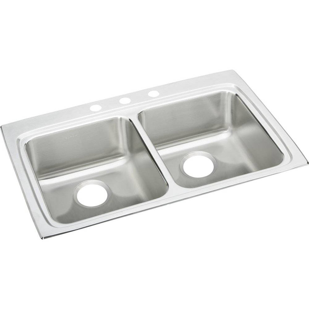 Elkay Lustertone Classic LRAD3322604 Equal Double Bowl Drop-In Stainless Steel ADA Sink