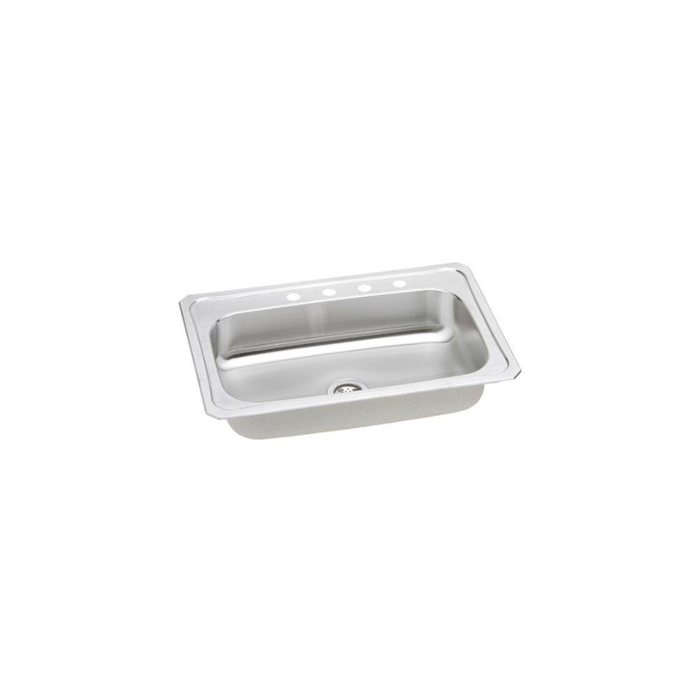 Elkay CRS33220 20Gauge Single Bowl Top Mount Kitchen Sink, 33" x 22" x 7", Stainless Steel