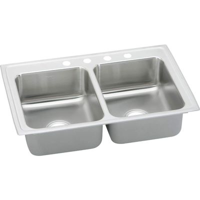 Elkay DLR2519103 Gourmet Kitchen Sink Lustrous Satin Stainless Steel Top Mount 3 Holes