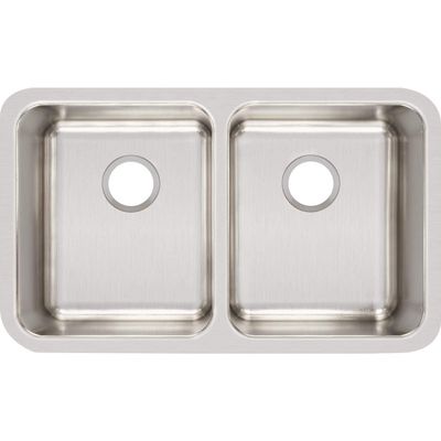 Elkay Lustertone ELUH311810 Equal Double Bowl Undermount Stainless Steel Kitchen Sink, satin