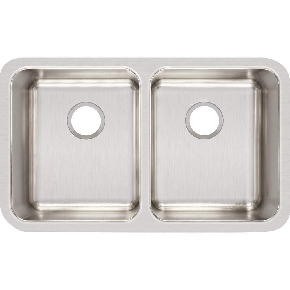 Elkay Lustertone ELUH311810 Equal Double Bowl Undermount Stainless Steel Kitchen Sink, satin