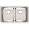 Elkay Lustertone ELUH311810 Equal Double Bowl Undermount Stainless Steel Kitchen Sink, satin view 1