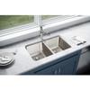Elkay Lustertone ELUH311810 Equal Double Bowl Undermount Stainless Steel Kitchen Sink, satin view 2