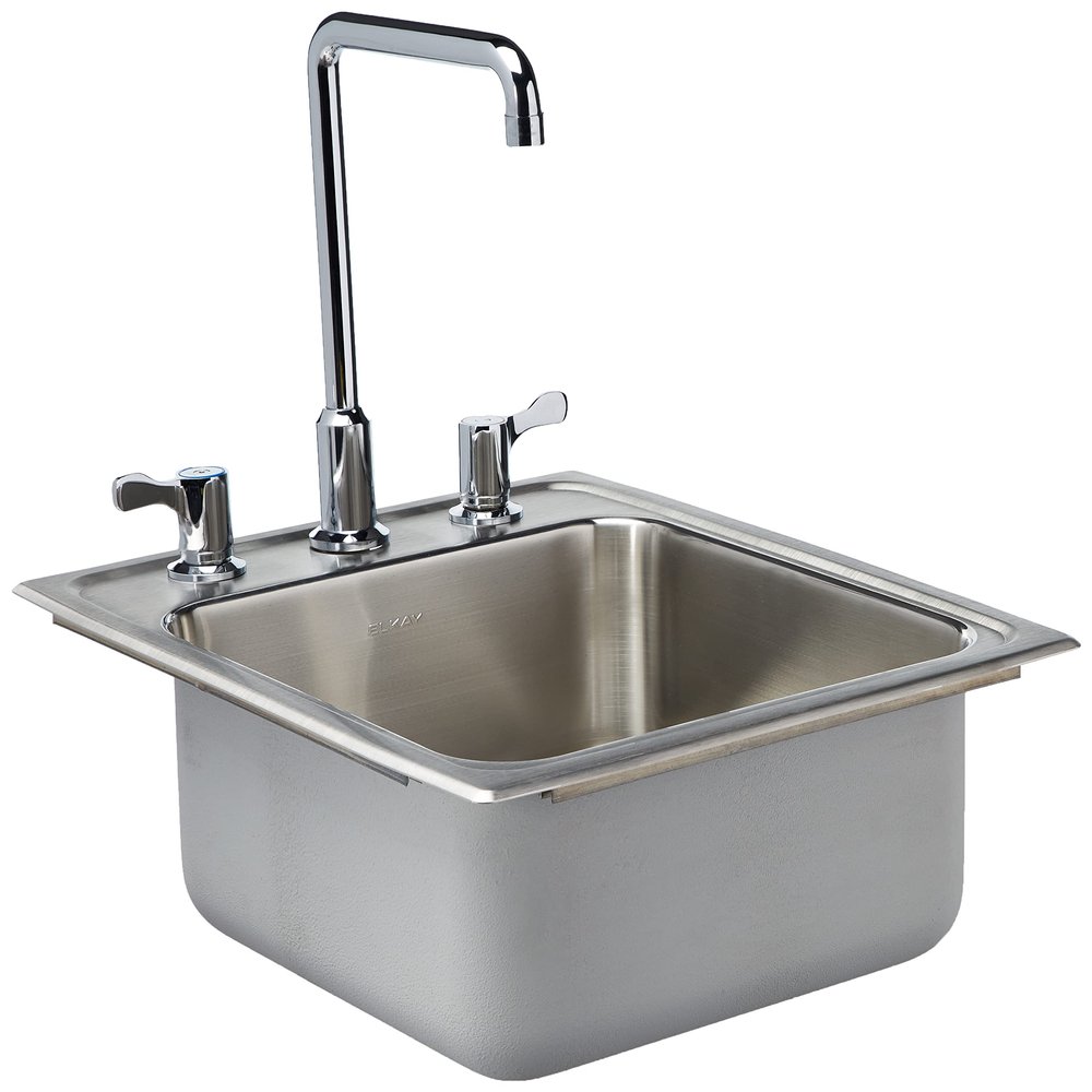 Elkay LH1720C 18 Gauge/17" x 20" x 7.62" Stainless Steel Single Bowl Top Mount Bathroom Sink Kit