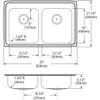 Elkay LRADQ3321652 Lustertone 33" x 21-1/4" x 6-1/2" Equal Double Bowl Top Mount ADA Sink, Stainless Steel view 2