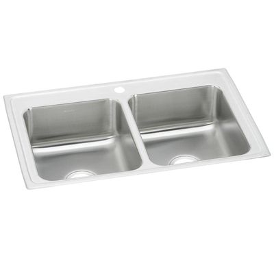 Elkay PSR33221 1-Hole Gourmet 22-Inch x 33-Inch Double Basin Drop-Inch Stainless Steel Kitchen Sink