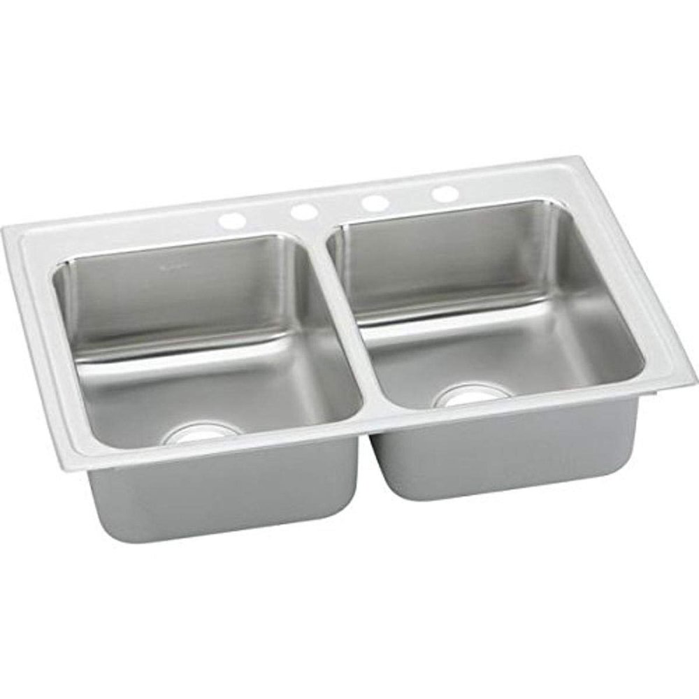 Elkay LR29181 18 Gauge Stainless Steel 29" x 18" x 7.625" Double Bowl Top Mount Kitchen Sink 1 Hole