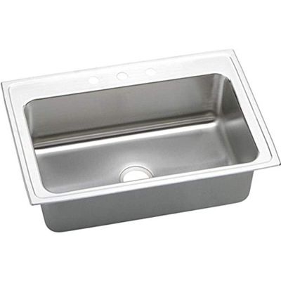Elkay DLRS3322102 Lustertone Classic 33" x 22" x 10-1/8" Single Bowl Drop in Sink, Stainless Steel