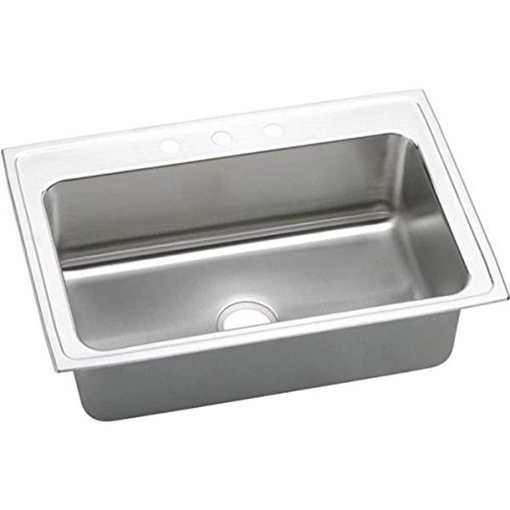 Elkay DLRS3322102 Lustertone Classic 33" x 22" x 10-1/8" Single Bowl Drop in Sink, Stainless Steel
