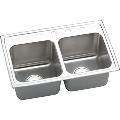 Elkay DLR2918101 18 Gauge Stainless Steel 29" x 18" x 10" Double Bowl Top Mount Kitchen Sink