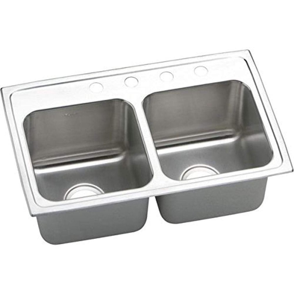 Elkay DLR2918101 18 Gauge Stainless Steel 29" x 18" x 10" Double Bowl Top Mount Kitchen Sink